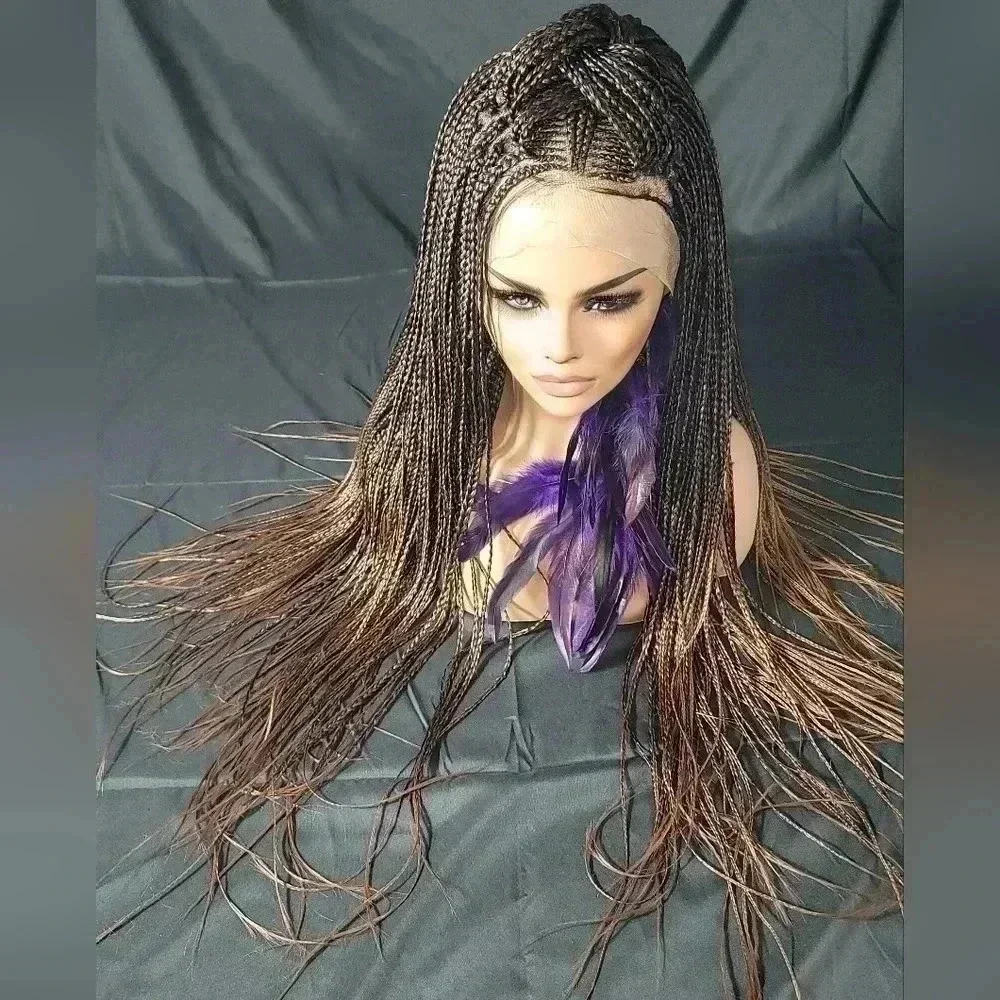 🔥100% Handmade Braided Wig  26” Auburn Ombre, Full Frontal 13x6, Straps & Combs